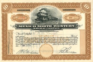 Mexico North Western Railway Co. - Stock Certificate
